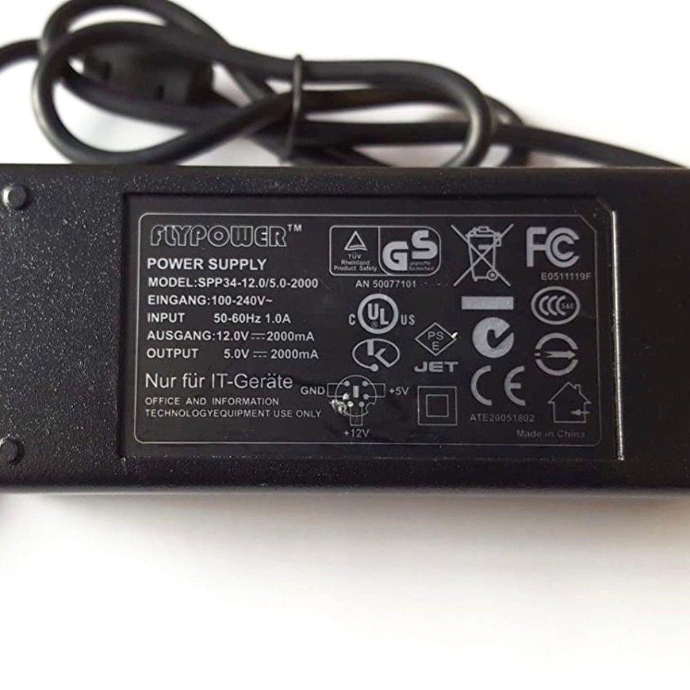 FLYPOWER SPP34-12.0/5.0-2000 AC DC ADAPTER POWER SUPPLY Wall Charger 12V 5V